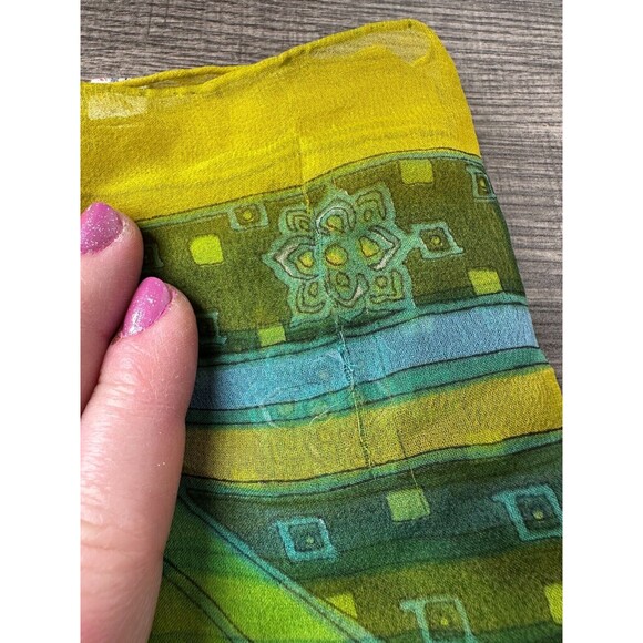 Women's Scarf Silk Blend Hand Painted & Rolled Made in Japan Dry Clean 46" x 15" - Picture 5 of 7